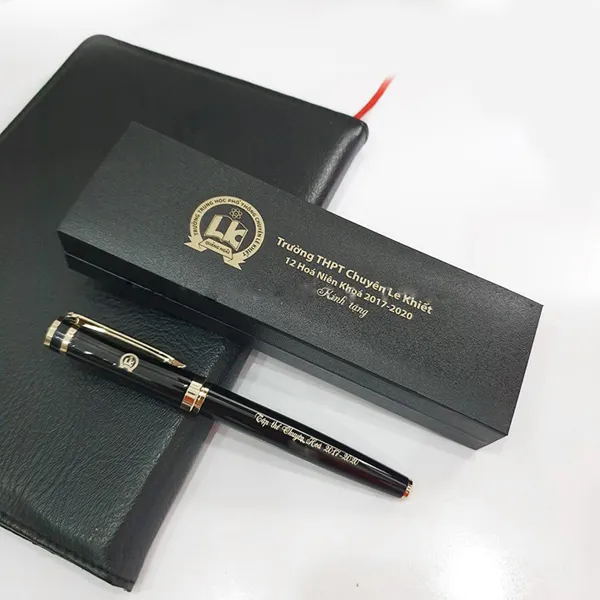 Bút ký B03V - Bút ký thân đen nắp mở, khoen vàng (mực nước)