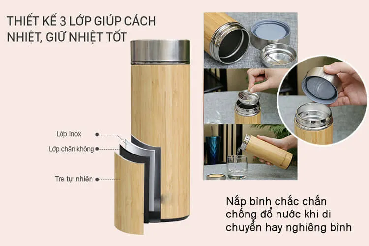 bình giữ nhiệt tre khắc tên